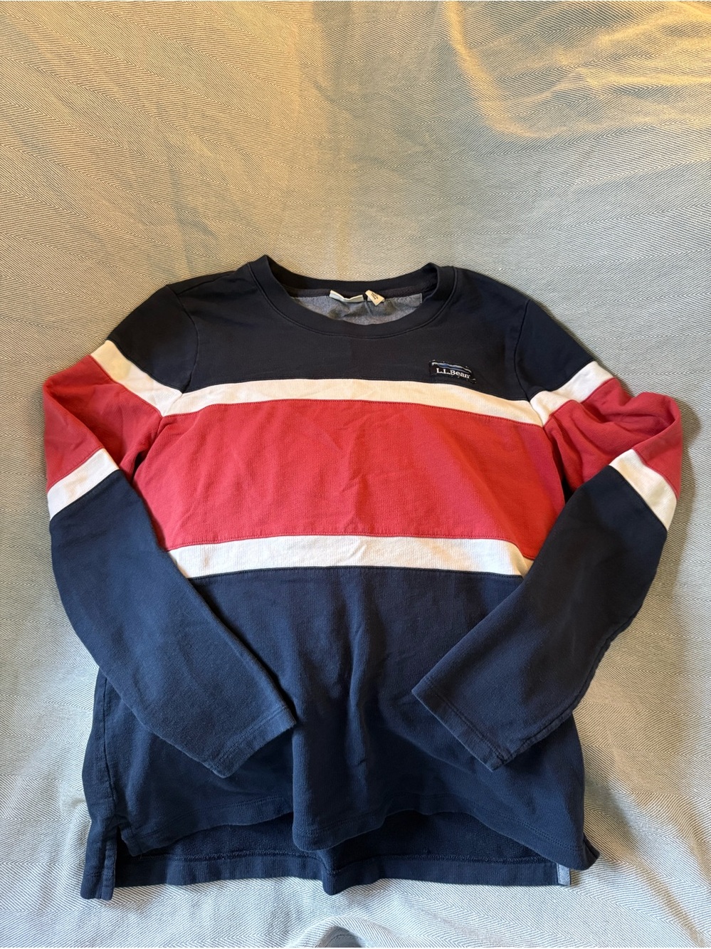L. L. Bean Colorblock Crewneck Sweater - Navy, Red, White